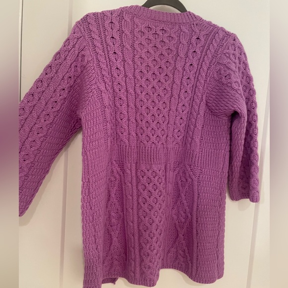 Kilronan Knitwear Ireland Wool purple cardigan - Picture 3 of 5